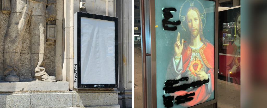 Plakaty Najświętszego Serca Jezusowego celem wandalizmu