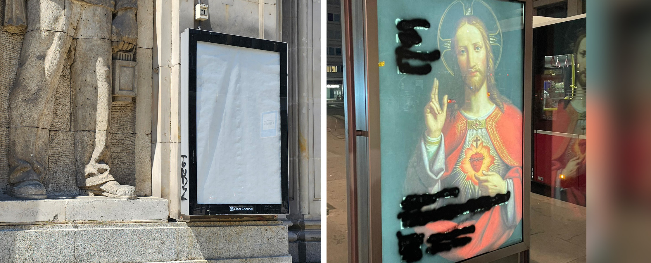Plakaty Najświętszego Serca Jezusowego celem wandalizmu